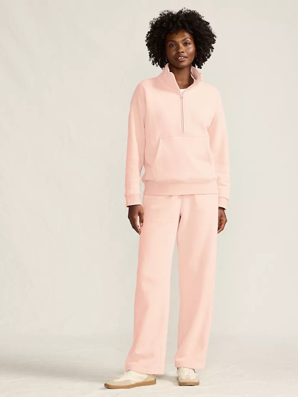 LANDS END WOMENS SERIOUS SWEATS HOODIE/PANTS SET SOFT MINERAL BLUSH SZ L NWT